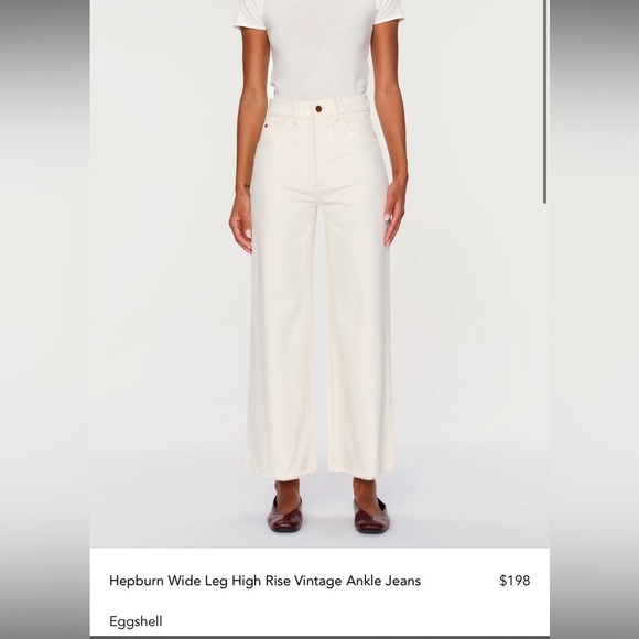 🤍NWT DL1961 Hepburn Wide Leg High Rise Vintage White Jeans - Picture 2 of 11